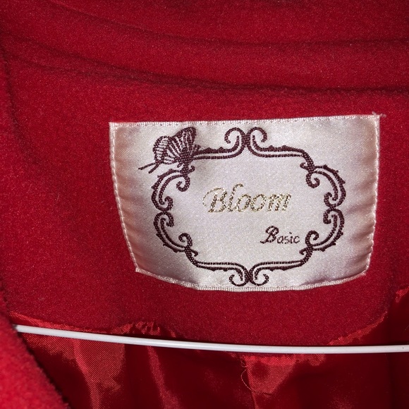 Red Fleece Pea Coat - Picture 3 of 3